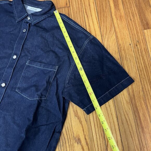 Parke Dark Wash Denim Short Sleeve Button Down Front Pocket Oversize Shirt XL - Picture 5 of 7